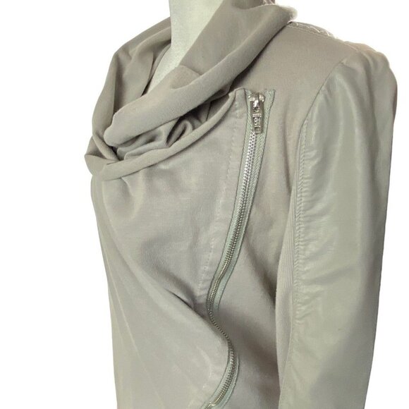 BLANK NYC Private Practice Faux Leather Moto Jacket Asymmetric Gray XS 4-2 - Picture 8 of 16